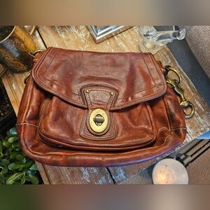 Coach Legacy Vtg Ali Whiskey Leather Flap Shoulder Bag Purse Ltd Ed 10329